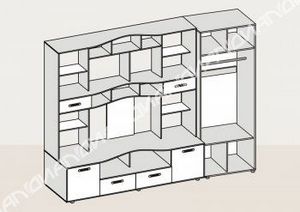 Стенка Аллегро вариант 4 со шкафом в Миассе - miass.ok-mebel.com | фото 2