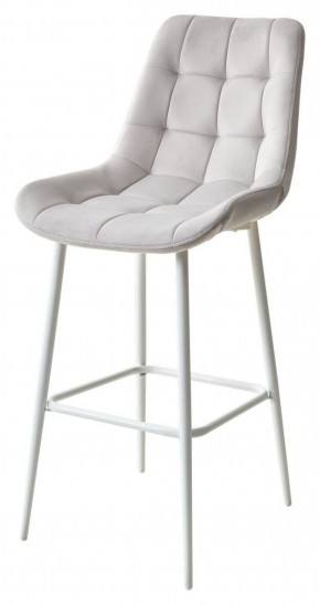 Барный стул ХОФМАН, цвет H-09 Светло-серый, велюр / белый каркас М-City в Миассе - miass.ok-mebel.com | фото