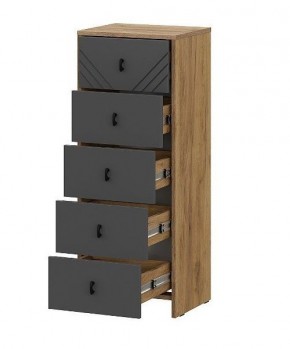 БАЙКАЛ Комод (5 ящиков) Графит/Дуб золотой в Миассе - miass.ok-mebel.com | фото 2