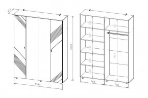 БАЙКАЛ Шкаф четырехстворчатый (Графит/Дуб золотой) в Миассе - miass.ok-mebel.com | фото 3