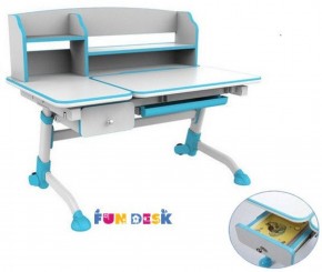 Парта-трансформер Amare II Blue с надстройкой и выдвижным ящиком в Миассе - miass.ok-mebel.com | фото 4