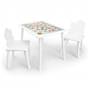 Детский комплект стол и два стула Облачко Rolti Baby с накладкой Алфавит (белая столешница/белое сиденье/белые ножки) в Миассе - miass.ok-mebel.com | фото
