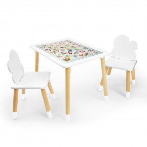 Детский комплект стол и два стула Облачко Rolti Baby с накладкой Алфавит (белая столешница/белое сиденье/береза ножки) в Миассе - miass.ok-mebel.com | фото