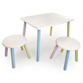 Детский комплект стол и два табурета круглых  (Белый, Белый, Цветной) в Миассе - miass.ok-mebel.com | фото