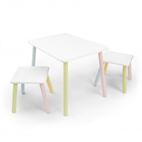 Детский комплект стол и два табурета Rolti Baby (белая столешница/белое сиденье/цветные ножки) в Миассе - miass.ok-mebel.com | фото