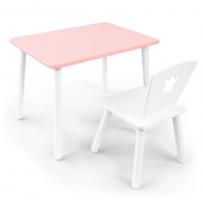 Детский комплект стол и стул «Корона» Rolti Baby (розовый/белый, массив березы/мдф) в Миассе - miass.ok-mebel.com | фото