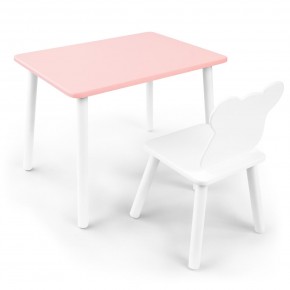 Детский комплект стол и стул «Мишка» Rolti Baby (розовый/белый, массив березы/мдф) в Миассе - miass.ok-mebel.com | фото