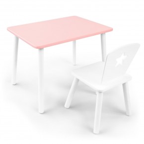 Детский комплект стол и стул «Звезда» Rolti Baby (розовый/белый, массив березы/мдф) в Миассе - miass.ok-mebel.com | фото