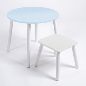 Детский комплект стол КРУГЛЫЙ  и табурет Rolti Baby (голубая столешница/белое сиденье/белые ножки) в Миассе - miass.ok-mebel.com | фото