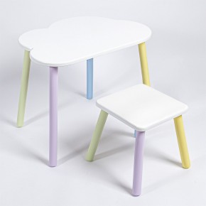 Детский комплект стол ОБЛАЧКО  и табурет Rolti Baby (белая столешница/белое сиденье/цветные ножки) в Миассе - miass.ok-mebel.com | фото