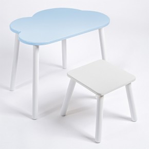 Детский комплект стол ОБЛАЧКО  и табурет Rolti Baby (голубая столешница/белое сиденье/белые ножки) в Миассе - miass.ok-mebel.com | фото 1