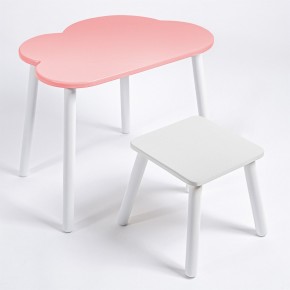 Детский комплект стол ОБЛАЧКО  и табурет Rolti Baby (розовая столешница/белое сиденье/белые ножки) в Миассе - miass.ok-mebel.com | фото