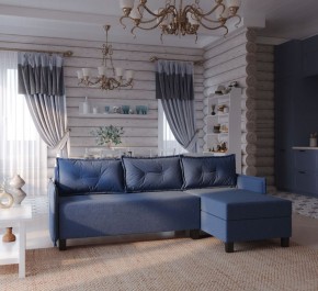 Диван-кровать угловой Киркас синий, ткань рогожка в Миассе - miass.ok-mebel.com | фото 2