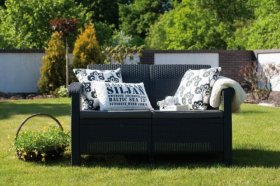 Диван пластиковый Корфу (Corfu love seat) графит в Миассе - miass.ok-mebel.com | фото 5