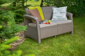 Диван пластиковый Корфу (Corfu love seat) капучино - песок в Миассе - miass.ok-mebel.com | фото 2