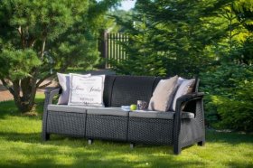 Диван пластиковый Корфу Макс (Corfu love seat max) графит в Миассе - miass.ok-mebel.com | фото 2