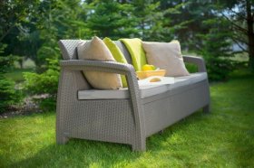 Диван пластиковый Корфу Макс (Corfu love seat max) капучино - песок в Миассе - miass.ok-mebel.com | фото 3