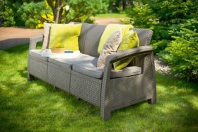 Диван пластиковый Корфу Макс (Corfu love seat max) капучино - песок в Миассе - miass.ok-mebel.com | фото 4