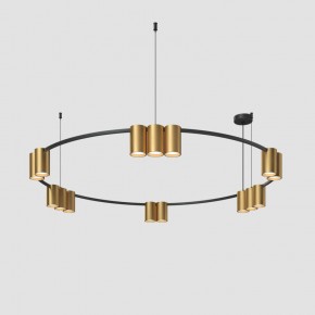 DK4067-BK+SG Подвесной светильник ORBIT, IP20, 15xGU10 LED, до 15 Вт, черный + сатинированное золото, алюминий в Миассе - miass.ok-mebel.com | фото