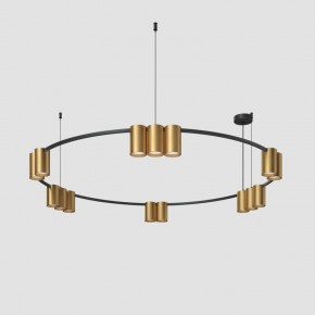 DK4067-BK+SG Подвесной светильник ORBIT, IP20, 15xGU10 LED, до 15 Вт, черный + сатинированное золото, алюминий в Миассе - miass.ok-mebel.com | фото 2