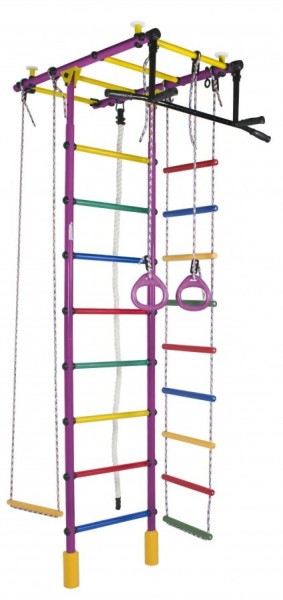 ДСК Атлант цв.фиолетовый радуга: турник, кольца, канат, трапеция, веревочная лестница в Миассе - miass.ok-mebel.com | фото