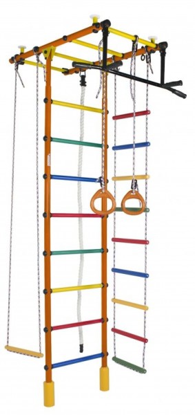 ДСК Атлант оранжевый радуга: турник, кольца, канат, трапеция, веревочная лестница в Миассе - miass.ok-mebel.com | фото