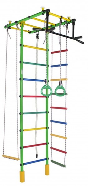 ДСК Атлант цв.салатовый радуга: турник, кольца, канат, трапеция, веревочная лестница в Миассе - miass.ok-mebel.com | фото