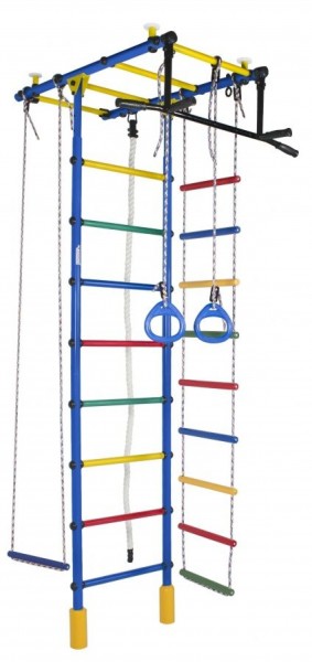 ДСК Атлант цв.синий радуга: турник, кольца, канат, трапеция, веревочная лестница в Миассе - miass.ok-mebel.com | фото 1