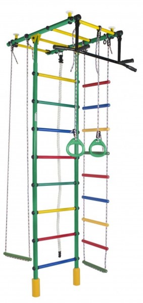 ДСК Атлант цв.зеленый радуга: турник, кольца, канат, трапеция, веревочная лестница в Миассе - miass.ok-mebel.com | фото