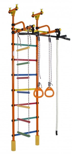 ДСК Жирафик цв.оранжевый радуга: турник, кольца, канат, верёвочная лестница в Миассе - miass.ok-mebel.com | фото