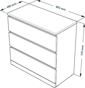 Комод Варма 3 с тремя выдвижными ящиками, цвет белый в Миассе - miass.ok-mebel.com | фото 4