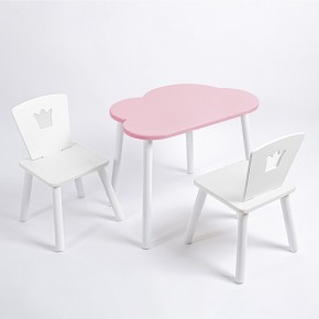 Комплект детский стол ОБЛАЧКО и два стула КОРОНА ROLTI Baby (розовая столешница/белое сиденье/белые ножки) в Миассе - miass.ok-mebel.com | фото