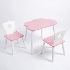 Комплект детский стол ОБЛАЧКО и два стула КОРОНА ROLTI Baby (розовая столешница/розовое сиденье/белые ножки) в Миассе - miass.ok-mebel.com | фото