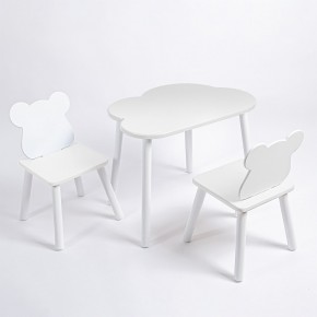 Комплект детский стол ОБЛАЧКО и два стула МИШКА ROLTI Baby (белая столешница/белое сиденье/белые ножки) в Миассе - miass.ok-mebel.com | фото