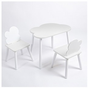 Комплект детский стол ОБЛАЧКО и два стула ОБЛАЧКО ROLTI Baby (белая столешница/белое сиденье/белые ножки) в Миассе - miass.ok-mebel.com | фото