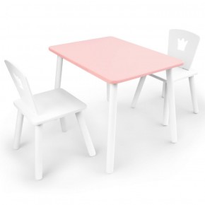 Комплект детской мебели стол и два стула Корона  (Розовый/Белый/Белый) в Миассе - miass.ok-mebel.com | фото