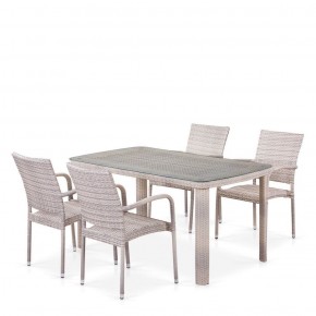 Комплект плетеной мебели T256C/Y376C-W85 Latte (4+1) + подушки на стульях в Миассе - miass.ok-mebel.com | фото
