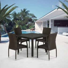Комплект плетеной мебели T257A/YC379A-W53 Brown (4+1) + подушки на стульях в Миассе - miass.ok-mebel.com | фото