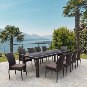 Комплект плетеной мебели T438/Y380A-W53 Brown (10+1) в Миассе - miass.ok-mebel.com | фото