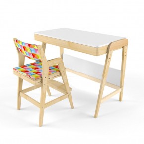 Комплект растущий стол и стул с чехлом 38 попугаев «Вуди» (Белый, Береза, Ромбы) в Миассе - miass.ok-mebel.com | фото