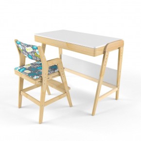 Комплект растущий стол и стул с чехлом 38 попугаев «Вуди» (Белый, Береза, Салют) в Миассе - miass.ok-mebel.com | фото