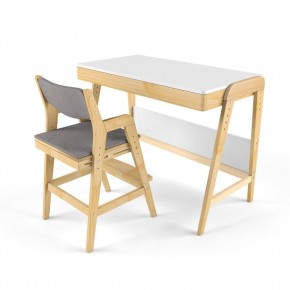 Комплект растущий стол и стул с чехлом 38 попугаев «Вуди» (Белый, Без покрытия, Серый) в Миассе - miass.ok-mebel.com | фото