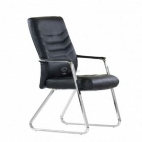 Кресло Barneo K-25 для посетителей и переговорных (хром, черная экокожа) в Миассе - miass.ok-mebel.com | фото