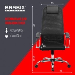 Кресло BRABIX PREMIUM "Ultimate EX-800" хром, плотная двойная сетка Х2, черное, 532911 в Миассе - miass.ok-mebel.com | фото 6