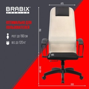 Кресло BRABIX PREMIUM "Ultimate EX-800" пластик, плотная двойная сетка Х2, черное/бежевое, 532916 в Миассе - miass.ok-mebel.com | фото 6
