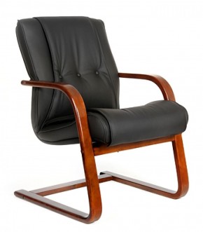 Кресло для посетителя CHAIRMAN  653 V (Кожа) Черное в Миассе - miass.ok-mebel.com | фото