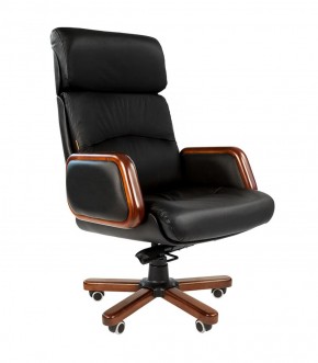 Кресло для руководителя CHAIRMAN 417 (Натуральная кожа) Черное в Миассе - miass.ok-mebel.com | фото 1