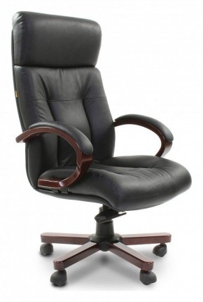 Кресло для руководителя Chairman 421 черный/орех темный, черный в Миассе - miass.ok-mebel.com | фото