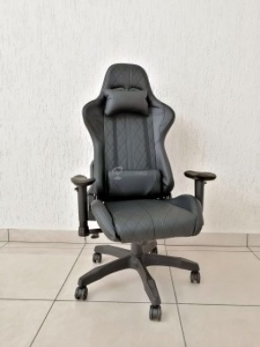 Кресло геймерское Barneo K-52 (черная экокожа черные вставки) в Миассе - miass.ok-mebel.com | фото