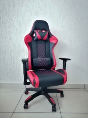 Кресло геймерское Barneo K-53 (черная экокожа красные вставки) в Миассе - miass.ok-mebel.com | фото